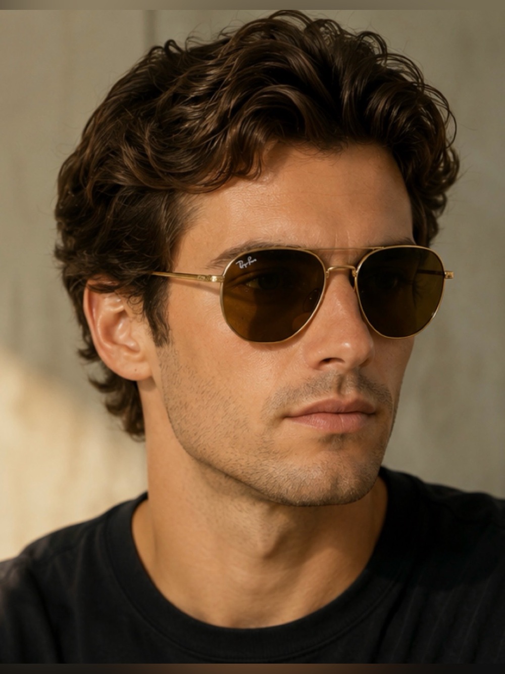 Ray-Ban RB3548N Hexagonal Lenses Gold Brown 51mm 001/33 Italy Sunglasses men